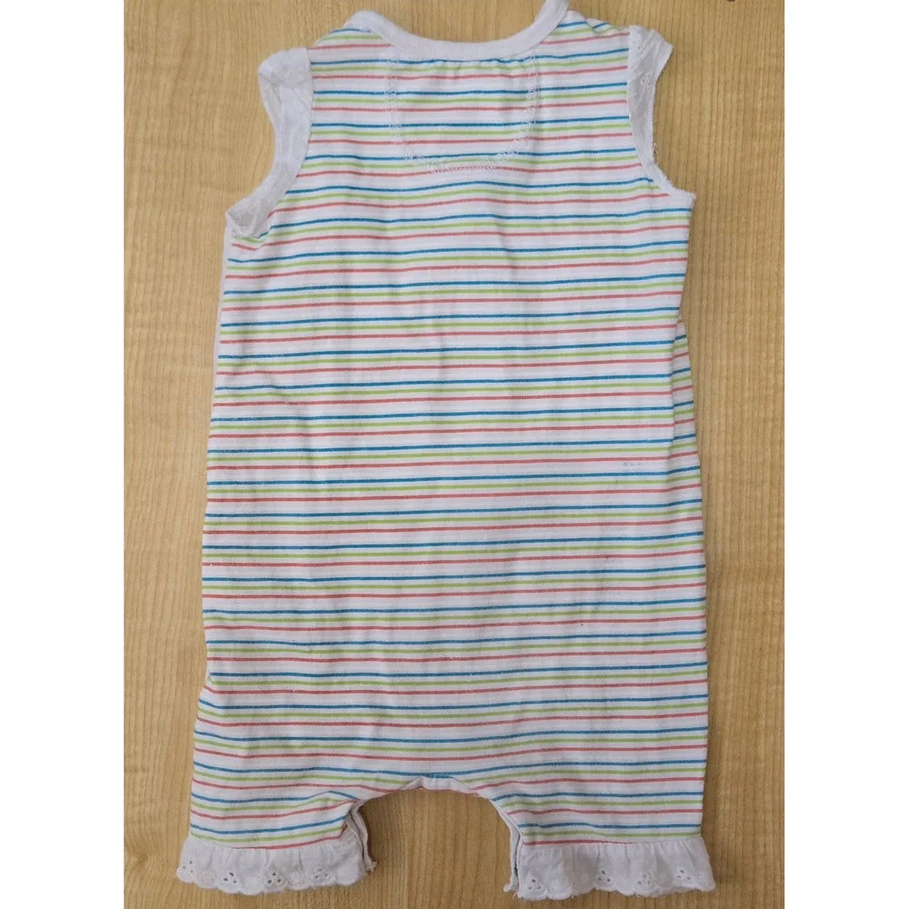 Naartjie Baby Girls Multi Color Striped Eyelet Lace‎ Romper 3-6 Months